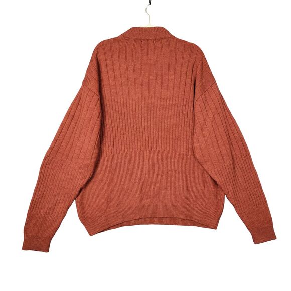 TOSCANO Dark Orange Wool Blend Mock Neck Ribbed Knitted Sweater SIZE XXL - Picture 2 of 11